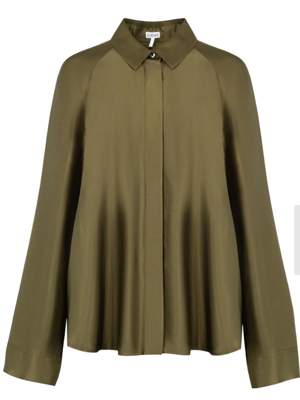 Loewe Olive Green Silk-Blend Button-Down Shirt